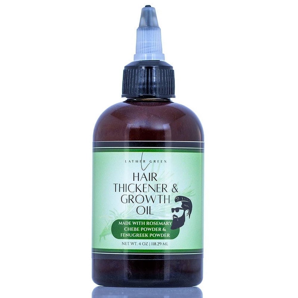 Lather Green - Hair & Beard Growth Oil - Thickens & Nourishes with Rosemary & Chebe, 4 oz