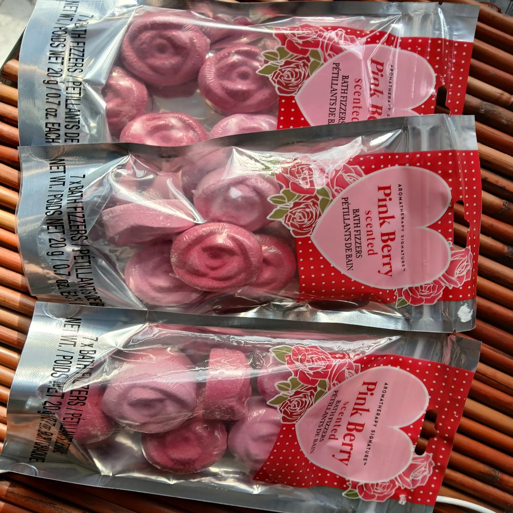 Aromatherapy Signature Pink Berry Bath Fizzers, Set of 7 (Pack of 1)
