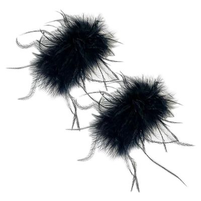 UUYYEO 2 Pcs Ostrich Feather Hair Clips Feather Hair Barrettes Tea Party Hairpins Hair Piece Retro Headpiece Festival Fur Hair Jewelry Elegant Hair Accessories for Women Black