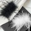 UUYYEO 2 Pcs Ostrich Feather Hair Clips Feather Hair Barrettes Tea Party Hairpins Hair Piece Retro Headpiece Festival Fur Hair Jewelry Elegant Hair Accessories for Women Black view 2