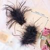 UUYYEO 2 Pcs Ostrich Feather Hair Clips Feather Hair Barrettes Tea Party Hairpins Hair Piece Retro Headpiece Festival Fur Hair Jewelry Elegant Hair Accessories for Women Black view 3