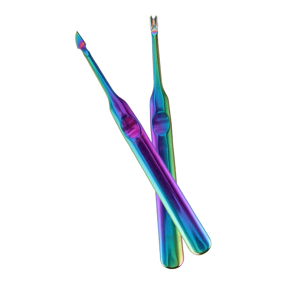 AUTSUPPL 2pcs Stainless Steel Cuticle Pusher Professional Nail Cuticle Fork and Remover for Manicure and Pedicure Multi-functional Foot Care Tool for Healthy Nails
