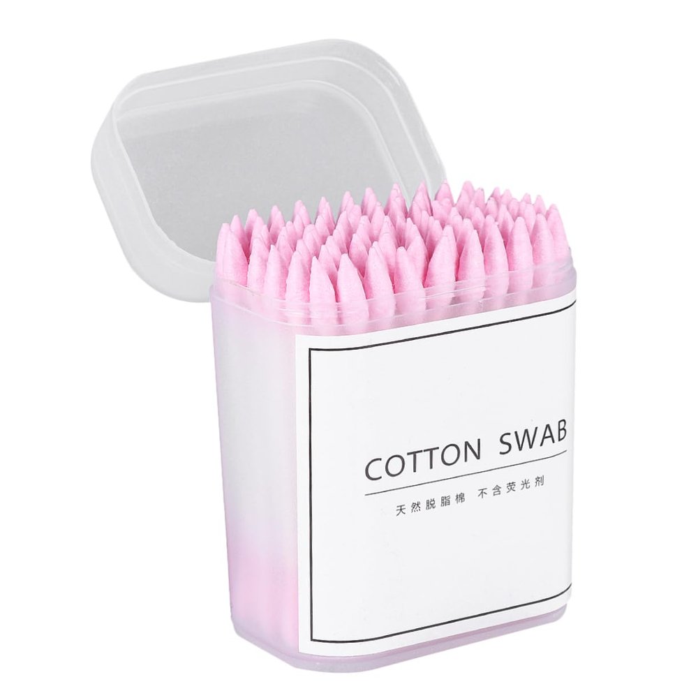 KAILIKETIY 300pcs Double-head Cotton Swabs for Makeup Cleaning Disposable Multi-purpose Beauty Accessories Pink Featuring Pointed Round Tips for Ear Cleaning and Precision Application