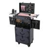 Weglae Rolling Makeup Case with Drawers,Hair Tool Organiser,Professional Barber Supplies Case,Hairdressing Tool Storage Cart,Haircut Makeup Salon Organizer with Wheels and Password Locks (Blue) view 1