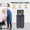 Weglae Rolling Makeup Case with Drawers,Hair Tool Organiser,Professional Barber Supplies Case,Hairdressing Tool Storage Cart,Haircut Makeup Salon Organizer with Wheels and Password Locks (Blue) view 4