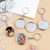 20 Pack Sublimation Blanks Pocket Mirror with Keychains DIY Heat Transfer Compact Travel Folding Mirrors for Makeup Gift Round Silver view 3