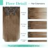 Ukira Ash Brown Hair Extensions Real Human Hair, 75g 22 Inch 7pcs #8 Ash Brown Clip in Hair Extensions, Soft Natural Straight Remy Human Hair Clip in Extensions for Women view 2