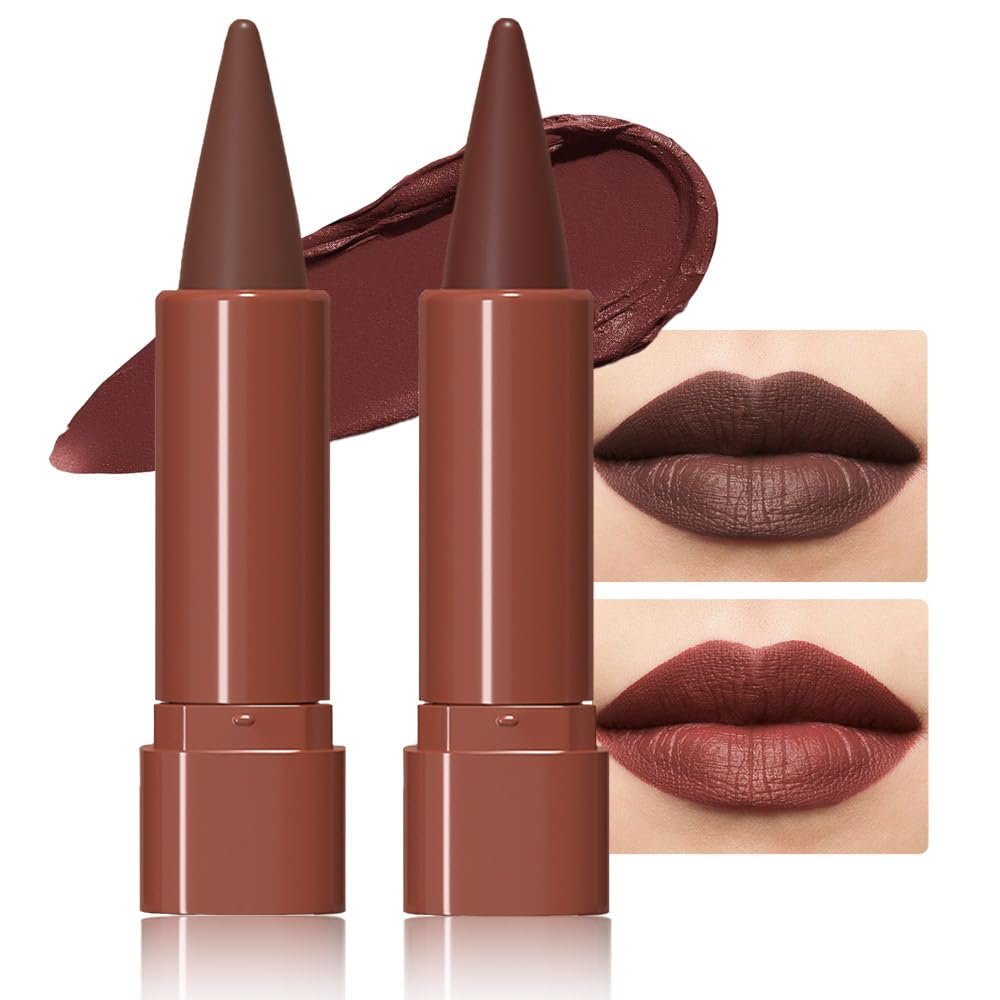 Hxssll Sculpting Matte Lip Liner pencil,Gradient Matte Lipstick Crayon,Smooth Creamy Texture lip Pencil, Waterproof Smudge Proof Lipstick Pencil,Highly Pigmented Lip Makeup,Vegan Beauty.05#+08#