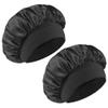 2 PCS Satin Hair Bonnet for Women | Elastic and Reusable Shower Hair Caps | Satin Bonnet for Sleeping Women, Shower Caps | Double Layers Hair Cap | Environmental Protection | 11.8Inches, Black view 1