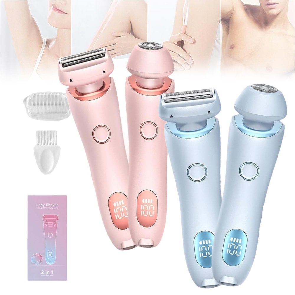 2 in 1 Electric Lady Shaver,Dual-Head Electric Razor for Women,IPX7 Waterproof Wet and Dry Electric Lady Shaver (2Colors)
