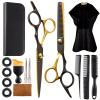 15 pcs Hair Cutting Scissors Professional, Thinning Shears for Hair Cutting, Black Gold Stainless Steel Barber Scissors, Lengnoyp Haircut Scissors Hair Cutting Kit for Women, Men view 1
