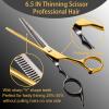 15 pcs Hair Cutting Scissors Professional, Thinning Shears for Hair Cutting, Black Gold Stainless Steel Barber Scissors, Lengnoyp Haircut Scissors Hair Cutting Kit for Women, Men view 4