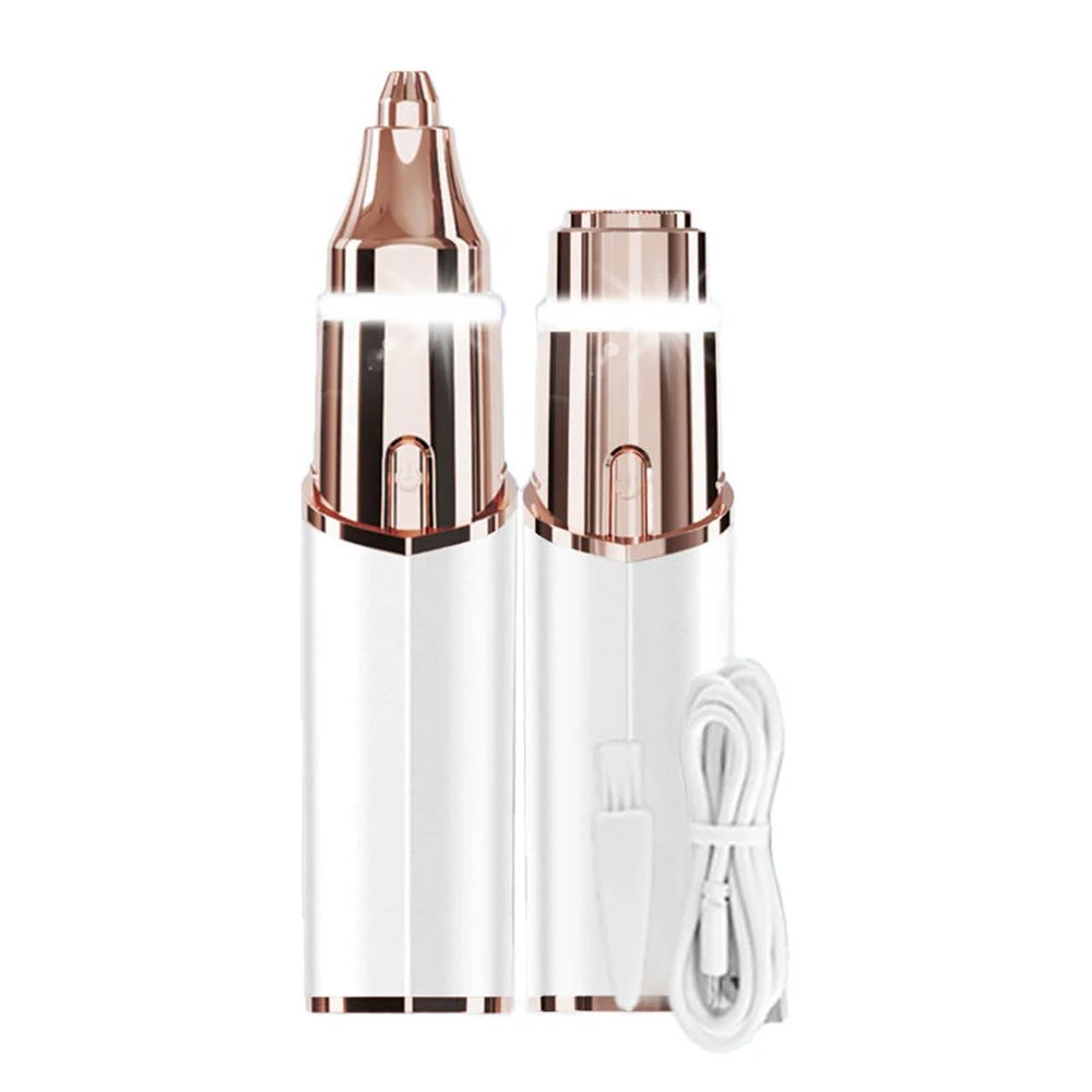 Portable 2-in-1 Facial Shaver,Type-C Rechargeable Women Shaver, Women Eyebrow Trimmer with Built-in LED Light. (White)
