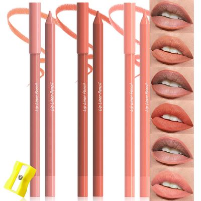 evpct 3Pcs Neutral Pale Orange Red Matte Long Lasting Wear Lip Liner Pencils Makeup Set for Shaping & Sculpting Lips, No Transfer Waterproof Pigmented Lip Liner Crayon lipliners Lipstick Pencil 7+8+13