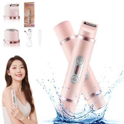 2 in 1 Electric Lady Shaver, Waterproof Wet & Dry Use Dual Head Trimmer Women (Pink)