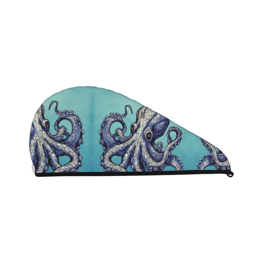 GDSHJKLW Octopus Design Drying Hair Caps Super Absorbent Soft Hair Drying Towel Quick Dry Coral Velvet Hair Drying Cap Hair Turban for Women Wet Hair Long Thick Hair