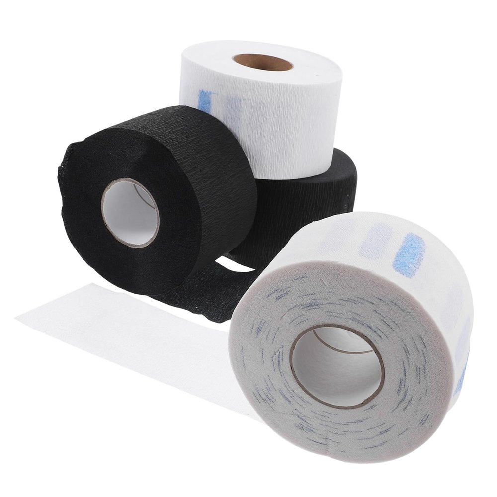 ARTSEWPLY 4rolls Disposable Neck Strip Paper for Hair Cutting White Black Convenient Collar Covers for Hair Salons and Styling Essential Neck for Clients