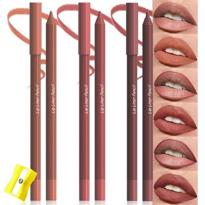 evpct 3Pcs Orange Reddish Brown Chestnut Matte Long Lasting Wear Lip Liner Pencils Makeup Set for Shaping & Sculpting Lips, No Transfer Waterproof Lip Liner Crayon lipliners Lipstick Pencil 9+10+12
