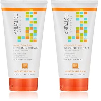 Andalou Naturals Styling Cream Ounces, Argan Oil & Shea, 6.8 Fl Oz (Pack of 2)