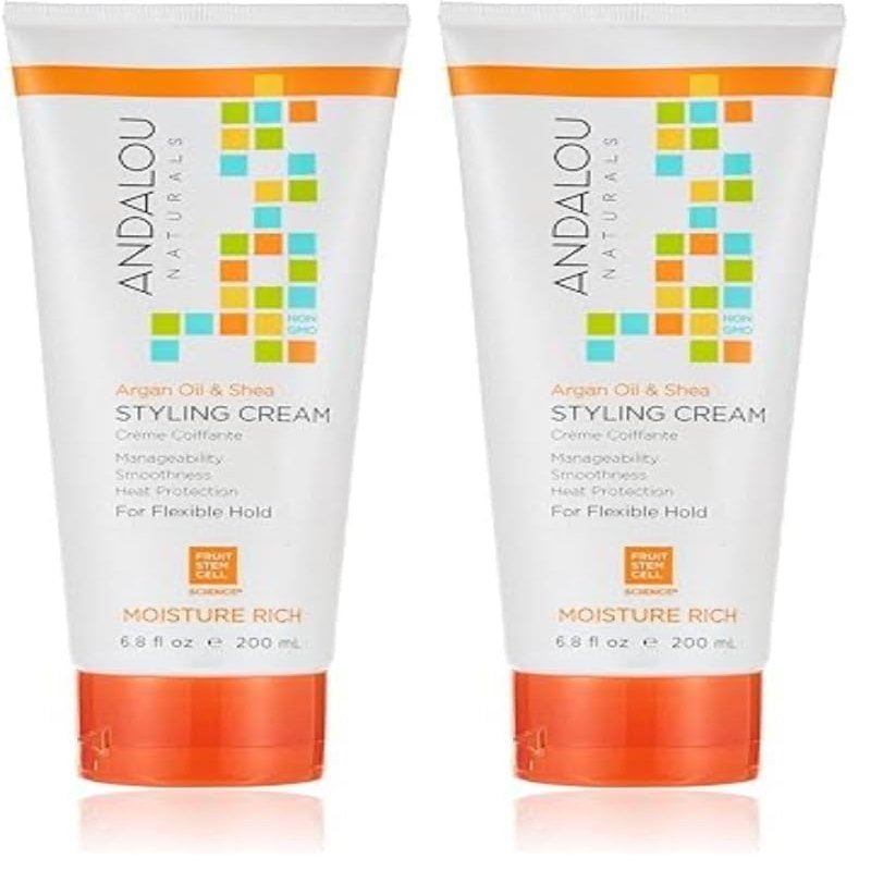 Andalou Naturals Styling Cream Ounces, Argan Oil & Shea, 6.8 Fl Oz (Pack of 2)