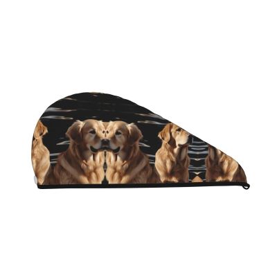 GDSHJKLW Golden Retrievers Drying Hair Caps Super Absorbent Soft Hair Drying Towel Quick Dry Coral Velvet Hair Drying Cap Hair Turban for Women Wet Hair Long Thick Hair