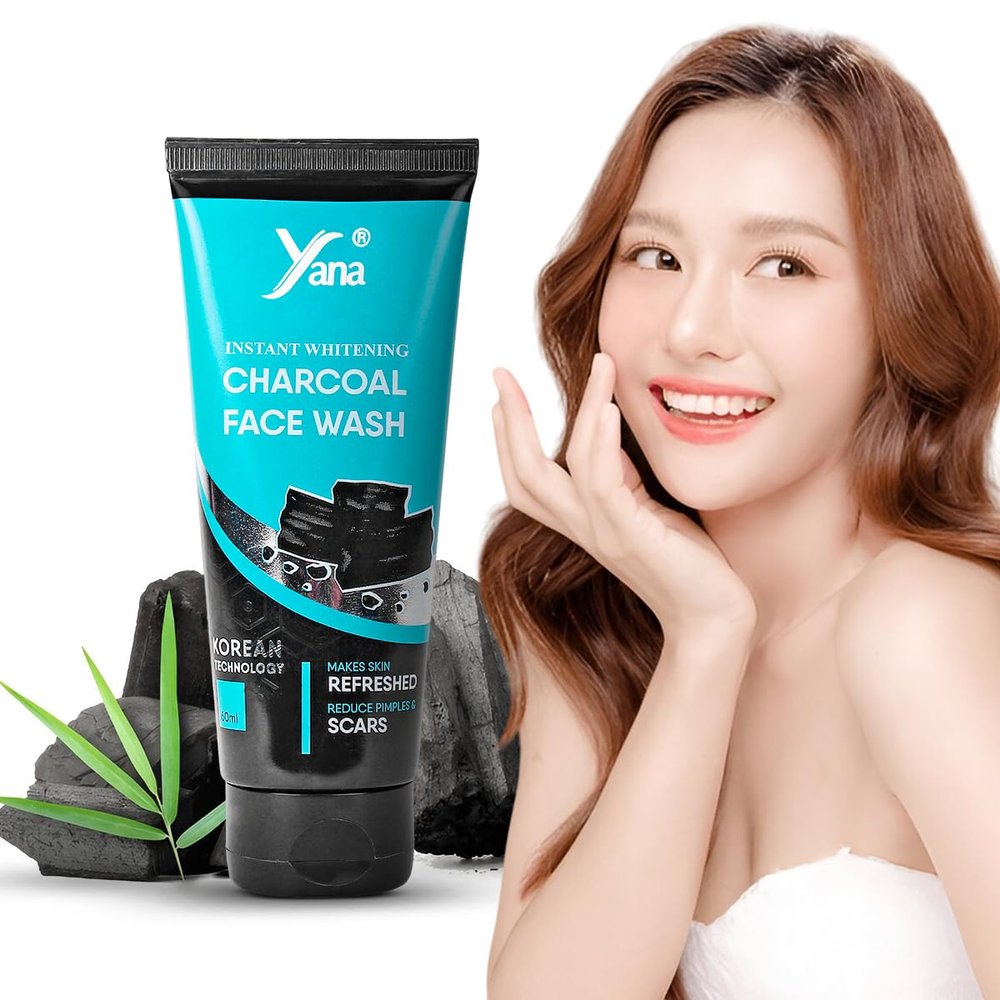 Yana Charcoal Face Wash travel size & Cleanser for Women By Korean Technoloy | Charcoal Face Wash Scrub | Side-effect Free