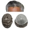 Toupee for men Toupee Human Hair Piece Mens Hair Replacement System 0.04mm Invisible Ultra Thin Skin Mens Hairpieces Wigs 7"x9"Man Hair Unit Wigs for men #360 Dark Brown+60% Gray-90% Light Density view 1