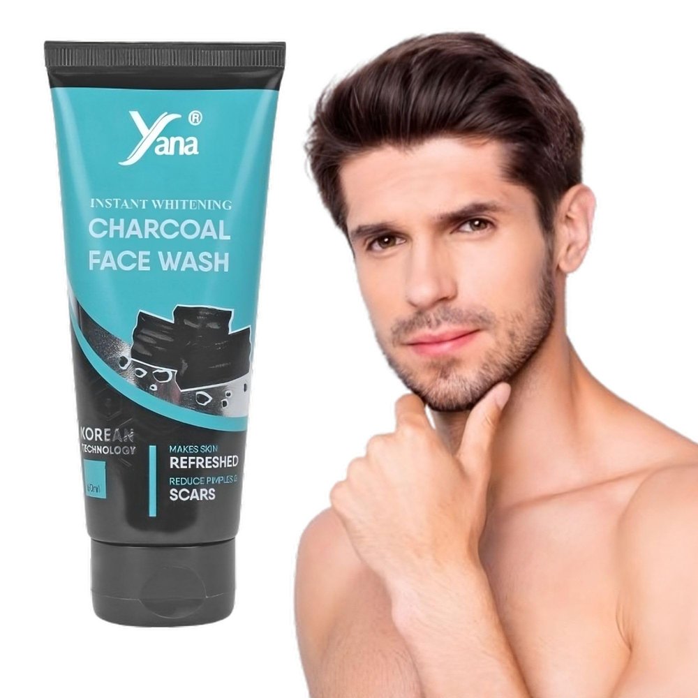 Yana charcoal face wash exfoliating face cleanser for men, boys