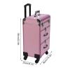 njxbrek Makeup Train Case, Professional Rolling Makeup Case with Wheels, 2 Drawers Portable Travel Makeup Case for Hairdressers, Makeup Artists (Pink) view 2