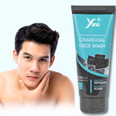 Yana Activated Charcoal Mens Face Wash travel size & Cleanser By Korean Technoloy | Charcoal Face Wash Scrub | Side-effect Free