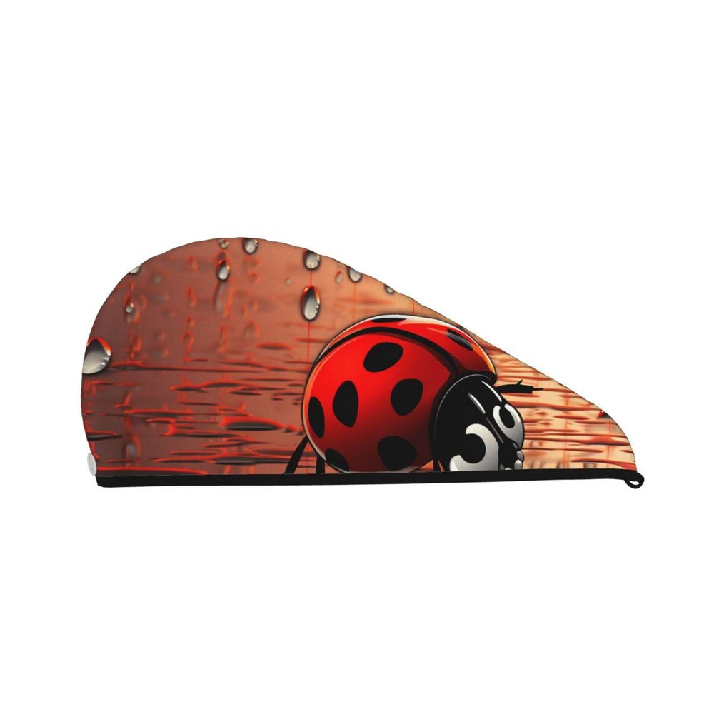 FHEBNDS Microfiber Hair Towel Cap Absorbent Hair Turban Towel Coral Velvet Hair Drying Towel Quick Dry Hair Wrap Cap with Button Art Ladybug Tracks Bath Cap Hair Cap Gift for Women