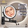 Wall Mounted Makeup Mirror, 1X/10X Magnifying, 360 Rotation, 3 Color LED Lighting, Touch Screen Dimming, Extended Arm, Black Bathroom Mirror view 2