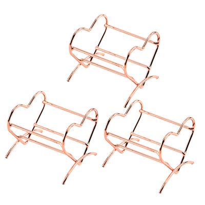 Baluue 3pcs Rose Gold Heart Makeup Sponge Rack Cosmetic Puff Holder for Drying Elegant Beauty Tool Storage for Easy Organization