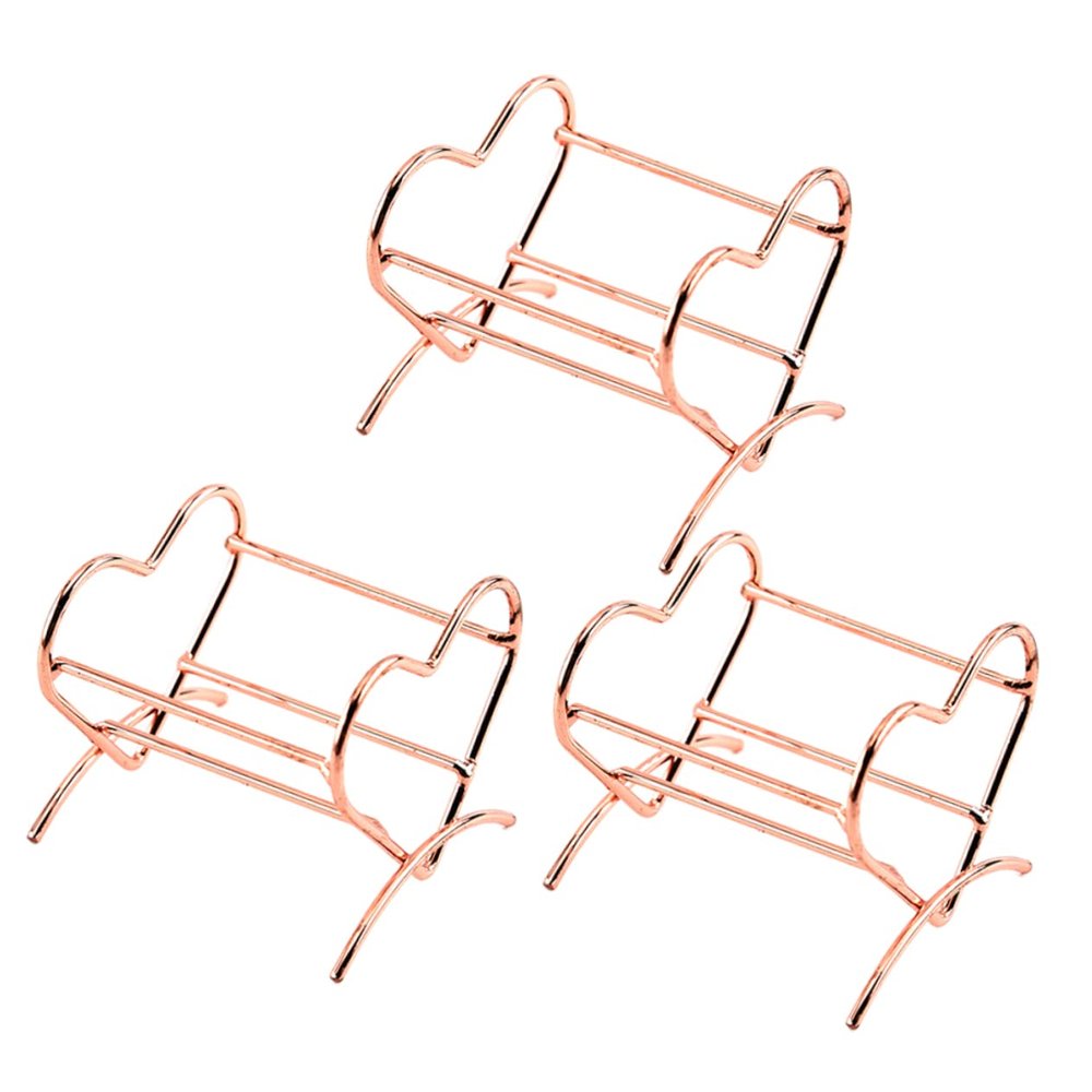 Baluue 3pcs Rose Gold Heart Makeup Sponge Rack Cosmetic Puff Holder for Drying Elegant Beauty Tool Storage for Easy Organization