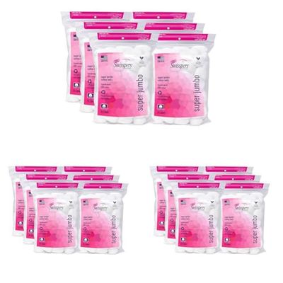Swisspers Premium Super Jumbo Cotton Balls 70 Count (Pack of 18) Extra-Large, Soft, and Absorbent Cotton Balls for Beauty and Personal Care Needs 100% Cotton