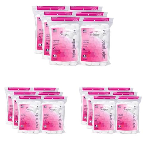Swisspers Premium Super Jumbo Cotton Balls 70 Count (Pack of 18) Extra-Large, Soft, and Absorbent Cotton Balls for Beauty and Personal Care Needs 100% Cotton