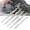 5Pcs Stainless Steel Tweezers, Stainless Steel Anti Static Curved Straight Flat Tweezer Set for Electronics Jewelry Making Crafts Model Building Soldering view 1
