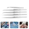 5Pcs Stainless Steel Tweezers, Stainless Steel Anti Static Curved Straight Flat Tweezer Set for Electronics Jewelry Making Crafts Model Building Soldering view 2