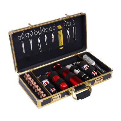 Barber Carrying Case Barber Case For Clippers And Supplies, Hairdressing Tools Storage Case With Handle And Secure Numlock Barber Beauty Salon Tool Kits Storage (black and gold)