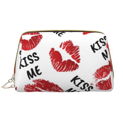 Xsovgoi Valentines Days Leather Makeup Bag Organizer Travel Cosmetic Bag 8.3"X3.6"X5.3"
