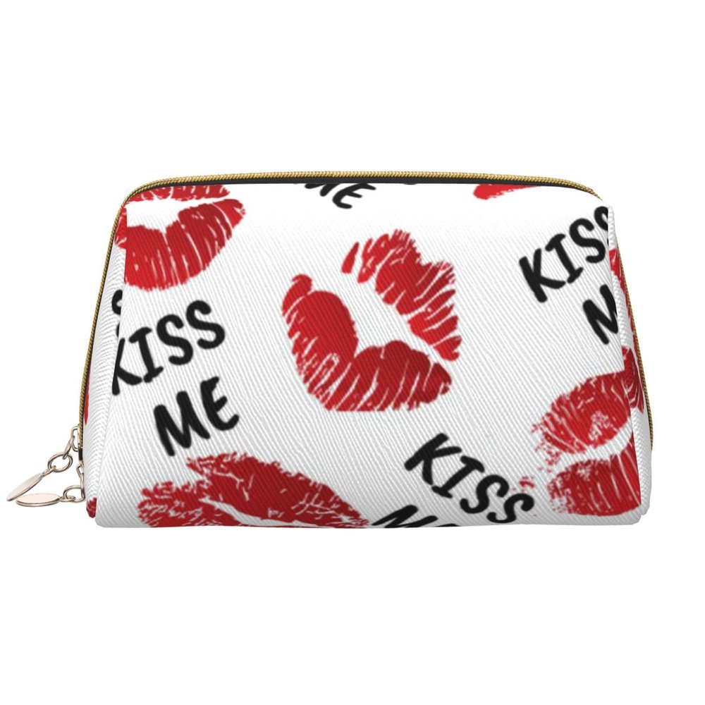 Xsovgoi Valentines Days Leather Makeup Bag Organizer Travel Cosmetic Bag 8.3"X3.6"X5.3"