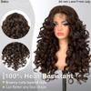 SOKU Long Curly Brown Wig, 22 Inch Glueless 13x4x1 HD Lace Front Wigs for Black Women Pre-Plucked Hairline with Baby Hair Lightweight Synthetic Curly Layered Hair Wigs(Dark Brown) view 2