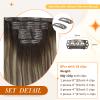 Full Shine Brown Ombre Light Blonde Mix Light Brown Remy Hair Seamless clip ins 22 Inch & Lace Clip ins 20 Inch view 2