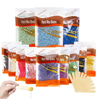 12PCS Hard Wax Beads for Hair Removal,Hair Removal Wax Beads for Face and body,At Home Waxing Bead with Sticks,Waxing Kit for All Skin Types