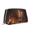 Longzehao Eiffel Tower Print Leather zipper makeup bag Cosmetic Pouch Travel Organizer Toiletry Clutch view 2