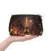 Longzehao Eiffel Tower Print Leather zipper makeup bag Cosmetic Pouch Travel Organizer Toiletry Clutch view 4