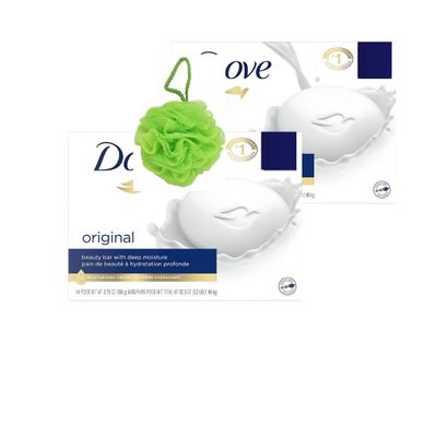 ODWIRA 2-Pack Beauty Bar Soap, Gentle Skin Cleanser, Moisturizing, Original Bar soap Exfoliating sponge for Dove Bar soaps, 3.75 oz.
