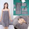 5pcs Beauty Salon Towels Microfiber Bed Towels Bath Skirt Shower Cap Pillow Towels Chest Towel Bath Towels (Dark Grey) view 2