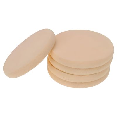 5pcs Round Soft Makeup Sponges for Dry and Wet Use, Flat Foundation Puff Set for Blending Powder, Blusher, Concealer, Smooth Facial Applicator Pads for Beauty, Reusable & Easy to Clean