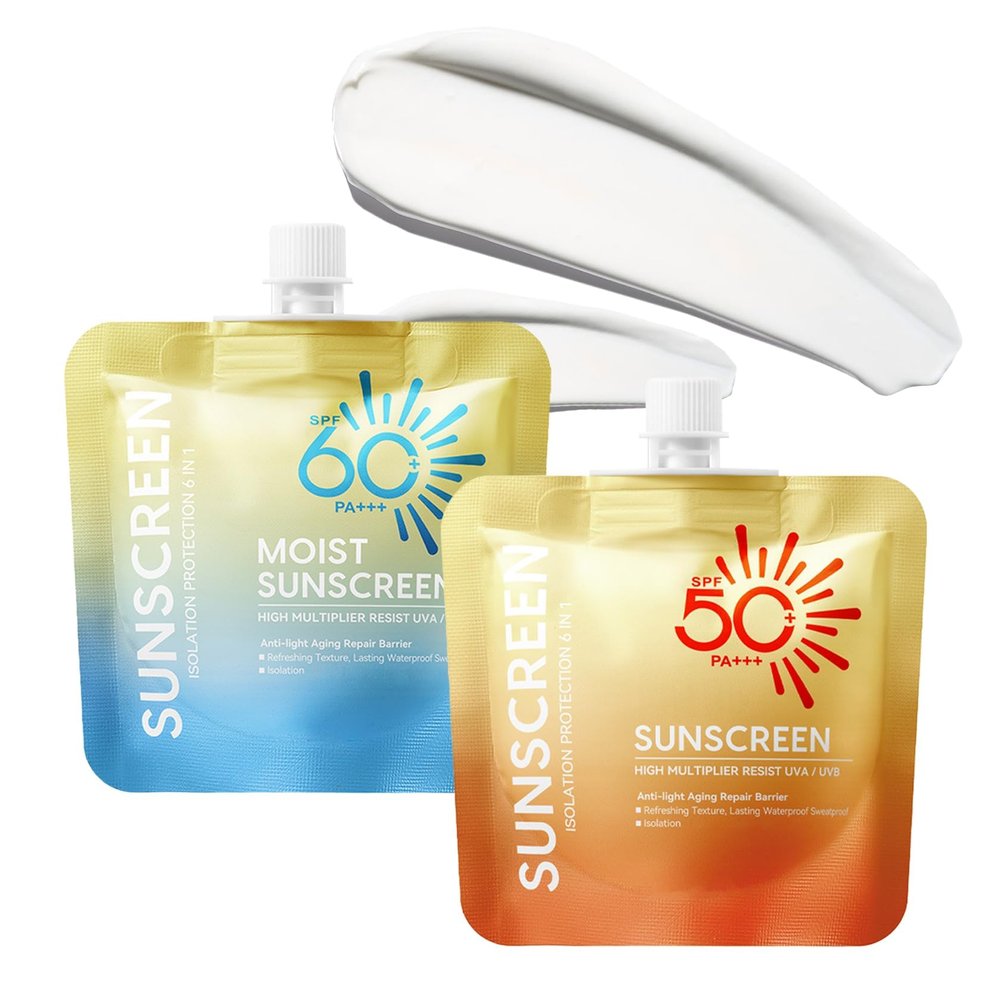 2PCS Face Sunscreen SPF 50,Waterproof Sun Screen SPF 60,Lightweight Face Sunscreen for Women Men,Non-greasy Sunblock,Moisturizing Body Sun screen Lotion for All Skin Types